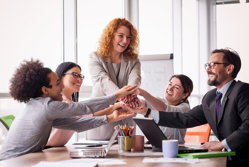 staff members doing a team hand stack